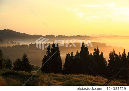 Glowing morning landscape Glowing morning landscape 124383729
