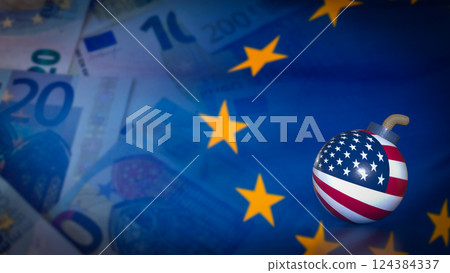 The USA Bomb On EU Background for Business concept 3d Rendering. The USA Bomb On EU Background for Business concept 3d Rendering. 124384337