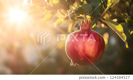 red pomegranate fruit 124384527