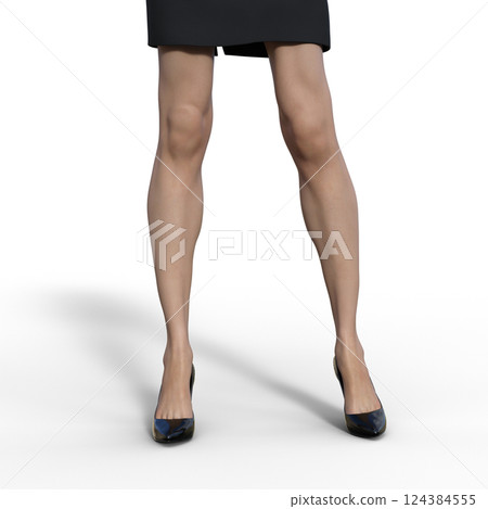 穿黑色高跟鞋的女人3DCG插畫素材 124384555
