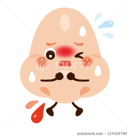 Character illustration of a nose with a nosebleed 124384790