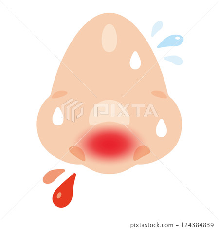 Illustration of a nose with a nosebleed 124384839