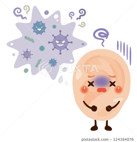 感染病毒的耳朵的字符插圖 124384876
