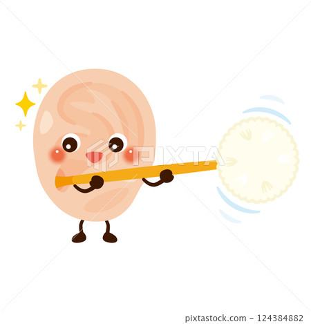 Ear character illustration cleaning ears 124384882