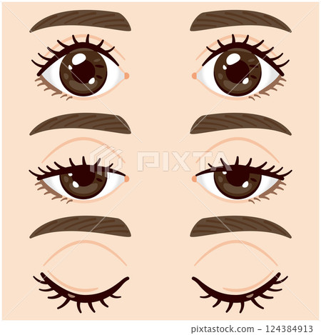 Illustration of an eye opening and closing Illustration of an eye opening and closing 124384913