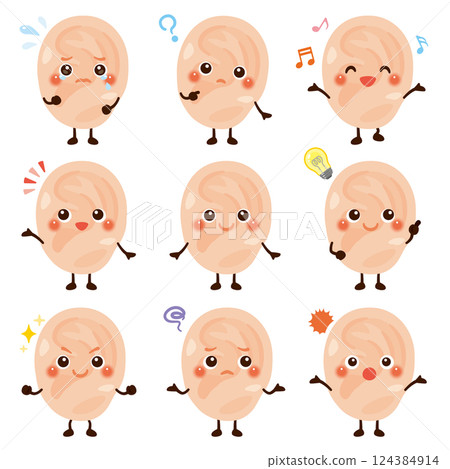 Ear character facial expression set 124384914