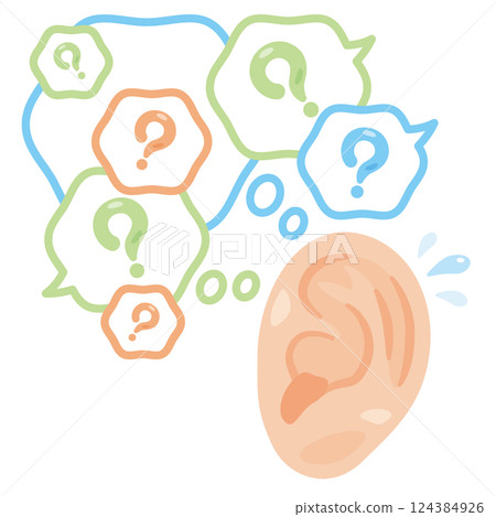 困惑的耳朵插圖 困惑的耳朵插圖 124384926