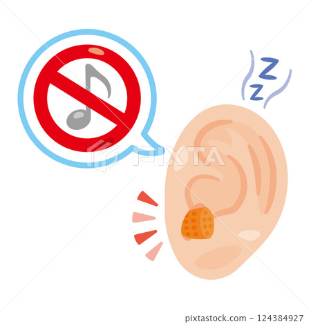 Illustration of an ear taking a rest with earplugs Illustration of an ear taking a rest with earplugs 124384927
