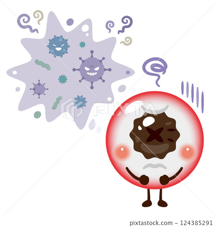 Virus infected eye character illustration 124385291