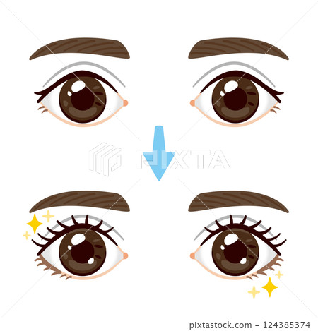 False eyelashes, extensions, eye illustration 124385374