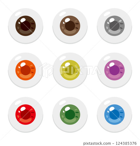 Various colored contact lenses, illustration, eyeball 124385376