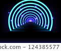 Abstract background with futuristic perspective ring 124385577