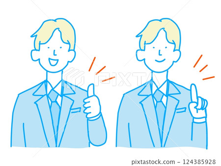 Illustration of a businessman giving a good sign 124385928