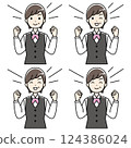 一位身穿制服的老婦舉起拳頭的彩色插圖 124386024