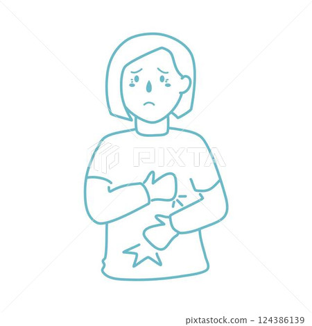 hand drawn stomachache concept illustration 124386139