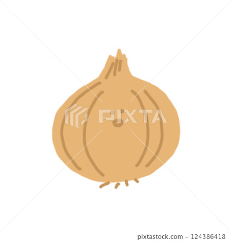 Hand drawn illustration of a cute smiling onion Hand drawn illustration of a cute smiling onion 124386418