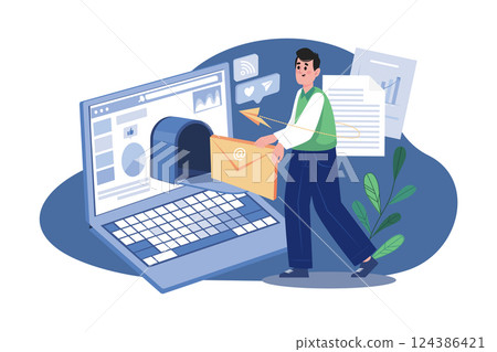 Male Employee Sending Marketing Mail 124386421