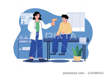 Doctor Measuring Temperature Of The Patient 124386433
