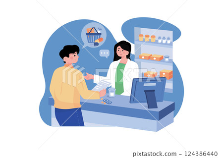 Customer Purchasing Medicine From The Pharmacy Customer Purchasing Medicine From The Pharmacy 124386440