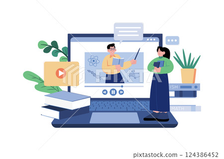 Girl Watching The Online Educational Video 124386452