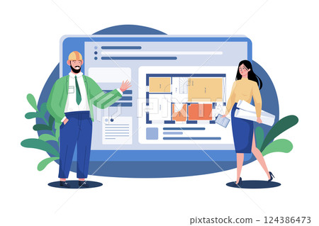 Architects Doing A Discussion About The Building Plan Architects Doing A Discussion About The Building Plan 124386473