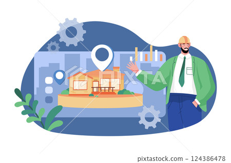 Construction Site Illustration Concept 124386478