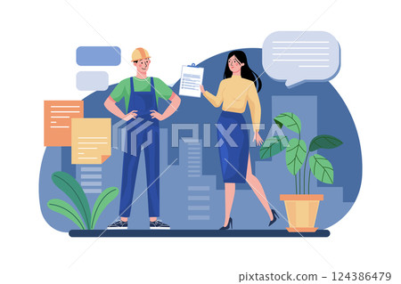 Client Giving Project Plan Briefing To Worker 124386479