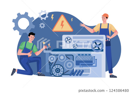 Construction Site Engineer Doing Routine Standup Construction Site Engineer Doing Routine Standup 124386480