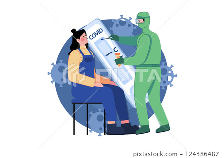 Doctor Doing Corona Test Of The Girl Illustration concept 124386487