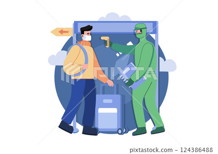 Testing For Covid At Airport Illustration Concept Testing For Covid At Airport Illustration Concept 124386488