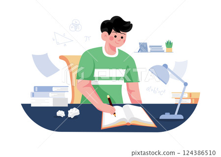 Students Studying At Home Illustration concept on white background 124386510