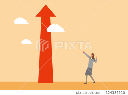 向上箭頭和女商人 向上箭頭和女商人 124386610