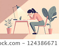 有女人和植物/苦惱的高效能工作空間 124386671