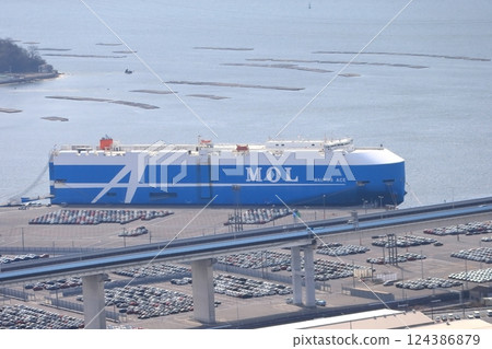A car carrier docked in Hiroshima City 124386879