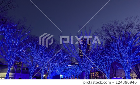 藍色聖誕節照明 124386940