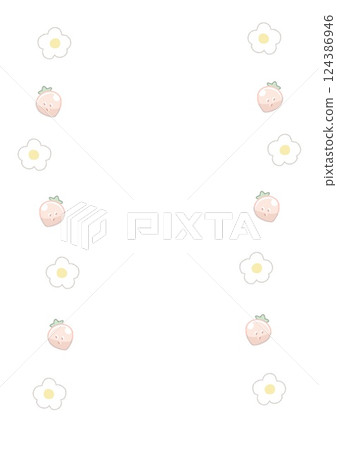 可愛的草莓和花朵背景材料 124386946