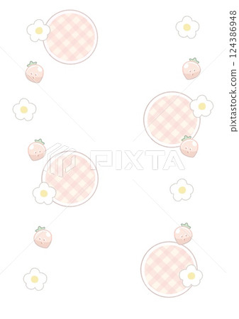 可愛的草莓和粉紅色格子圓點素材 可愛的草莓和粉紅色格子圓點素材 124386948