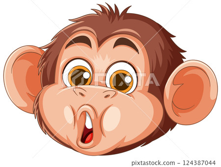 Expressive Cartoon Monkey Face Illustration 124387044