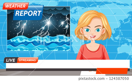 Animated Weather Report Illustration Animated Weather Report Illustration 124387050