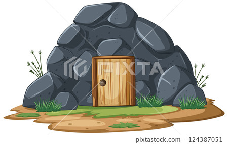 Rocky Cave Entrance Illustration 124387051