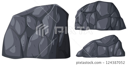 Stylized Rock Vector Illustration Set 124387052