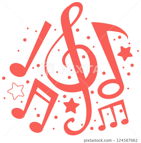 Musical Notes and Stars Illustration 124387062