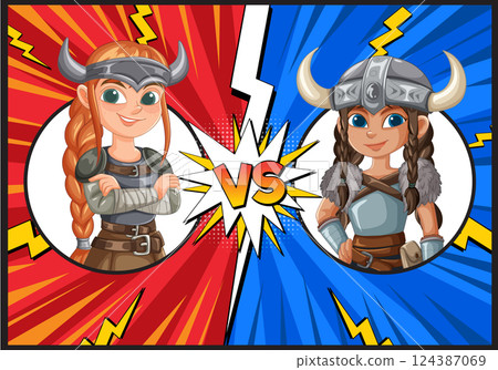 Viking Warriors Face Off in Battle 124387069
