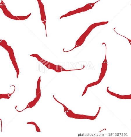 Seamless pattern with red hot spicy chili pepper 124387291