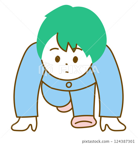 Illustration of a man doing the crouching start pose 124387301
