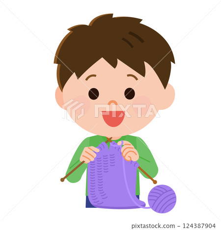 男孩針織插圖 124387904