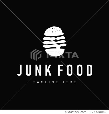 fast food design with minimalist burger logo concept illustration of food symbol product fast food design with minimalist burger logo concept illustration of food symbol product 124388082