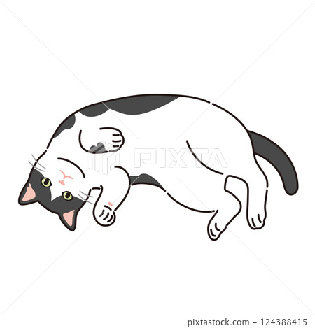 一隻三色貓放鬆的插圖 124388415