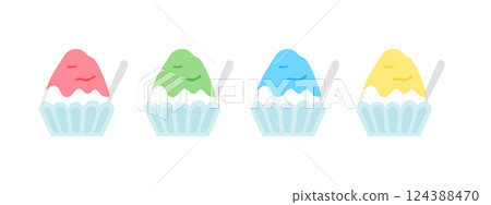 Shaved ice illustration set Simple Cute Summer Shaved ice Summer festival Ice Food Dessert Festival Shaved ice illustration set Simple Cute Summer Shaved ice Summer festival Ice Food Dessert Festival 124388470