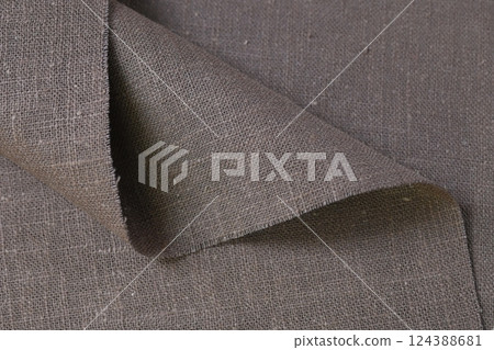 drak brown hemp viscose natural fabric cloth color, sackcloth rough texture of textile fashion drak brown hemp viscose natural fabric cloth color, sackcloth rough texture of textile fashion 124388681